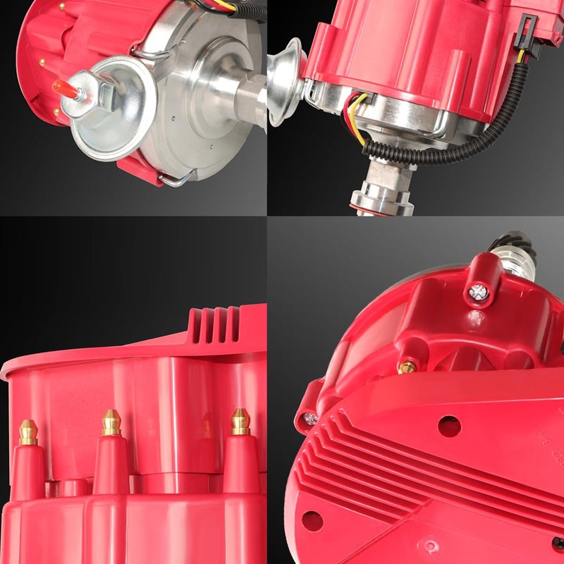 MAS موزع إشعال HEI للسباقات مع مجموعة أسلاك بديلة لشيفي 302 454 GM SBC BBC 65K ملف 7500RPM شيفروليه C10 GMC 400 350 V8 4.6L 5.0L 5.7L 6.5L 6.6L 7.4L (غطاء HEI أحمر) - Image 5